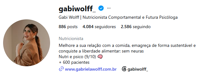 Perfil de Gabi Wolff, nutricionista
